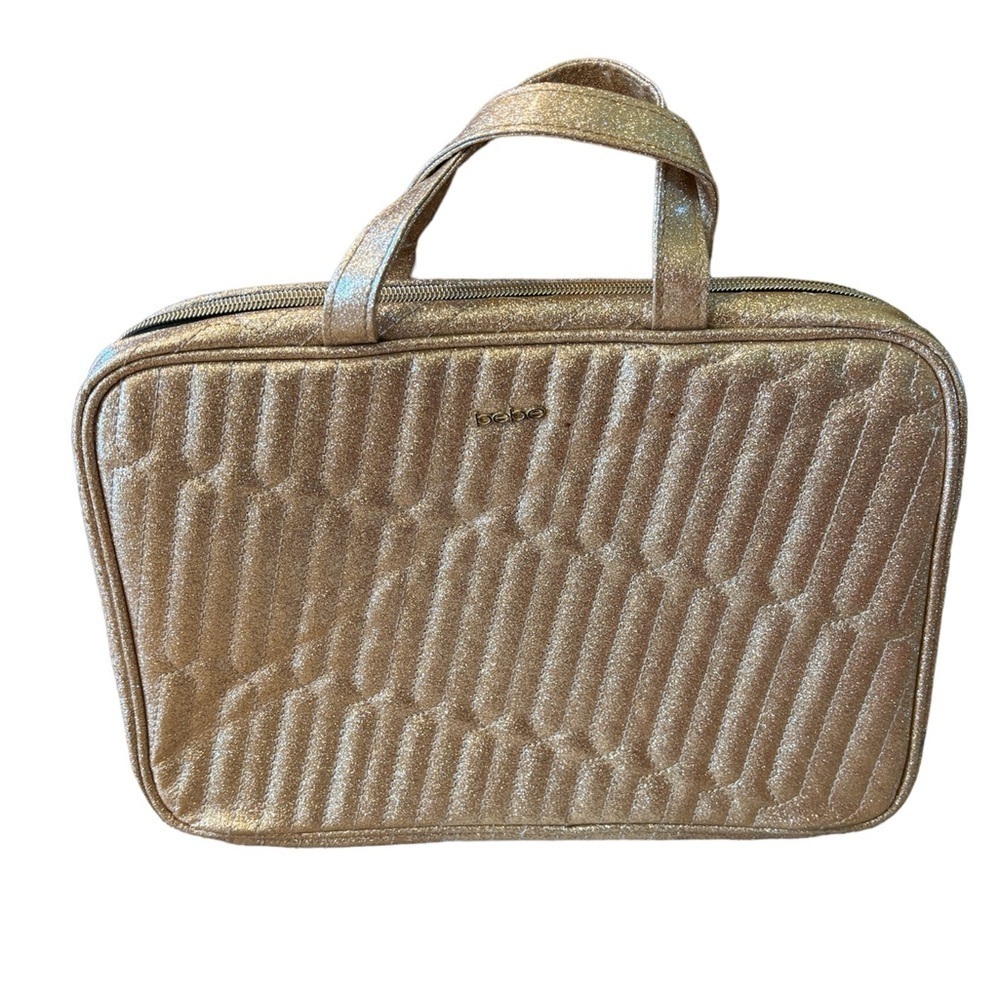 Bebe Cosmetics Toiletries Gold Hanging Organizer Travel Bag